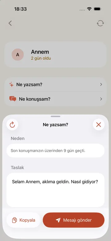 Cihazda yazılan, göndermeye hazır mesaj taslağı